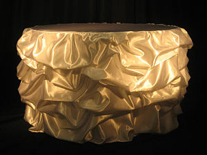 Round Ivory Gathered Tablecloth