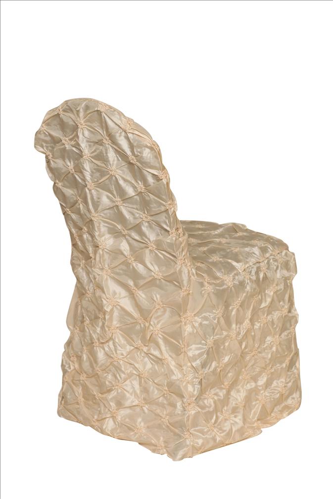 Ivory Pinched Taffeta Chair Cover